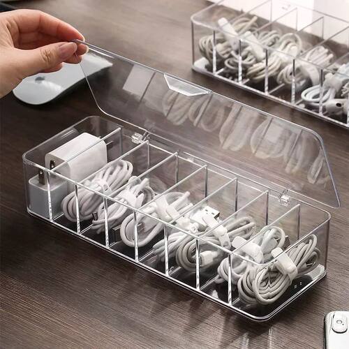 The transparent plastic Data Cable Storage Box household cab