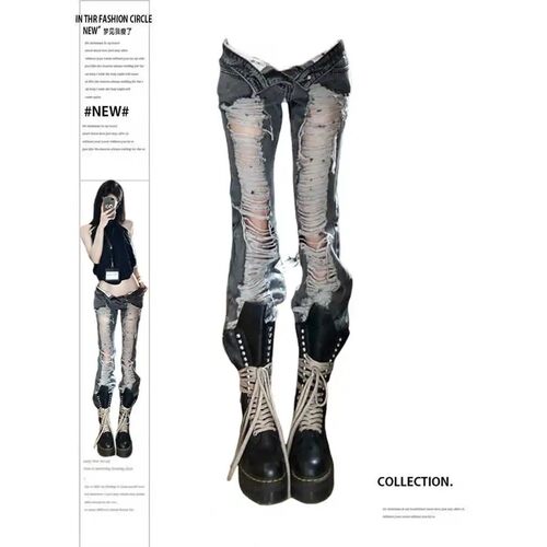 Women Goblin Core Harajuku Abi Y2K Flare Denim Pants Cyber P