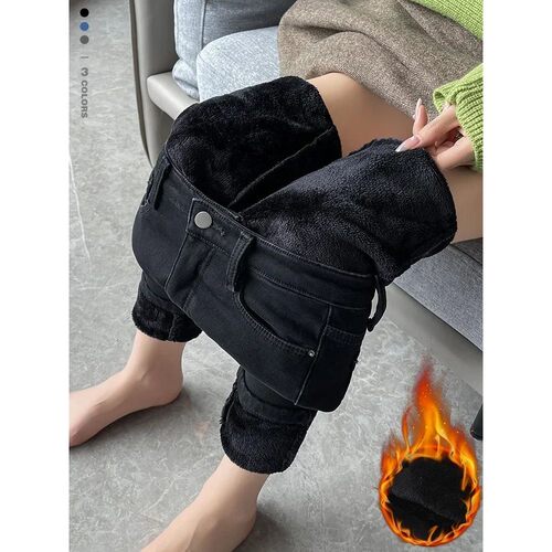 Skinny Women's Warm Jeans Winter Thicken Fleece Stretch High