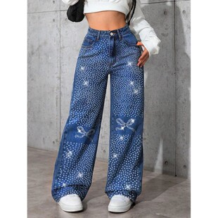 Autumn Hot Fashion New Winter Jeans Blue Baggy Women Retro