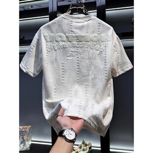 Sve Fit irt Loose Letter Summer Faion Men Casu Print ort