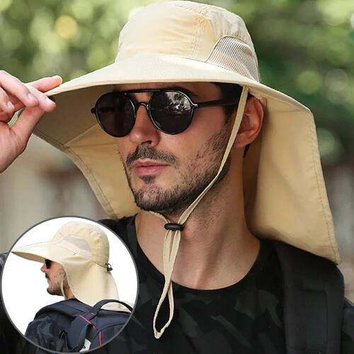 Outdoor Fisherman Hat Wide Brim Bucket Hat with Neck Cover M