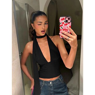 Tank Tops Summer Puss Irregular Scarf Backless Weird Women