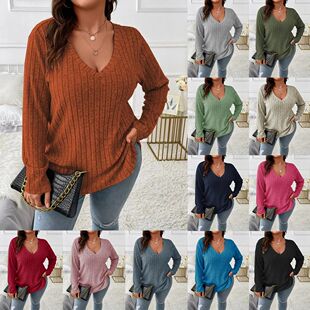 Sleeve Fashio Plus Casual Shirt Long Clothing Size Women