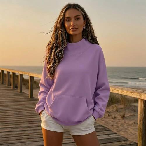 Women Sweatshirt Loose Sweatshirt Women’s Oversized Mock Ne