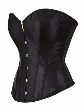 Caudatus Black Corset Top Plus Size Bustiers Overbust Satin