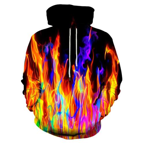 Colorful Flame Hoodies 3D Print Men Women Hooded Sweatshirts