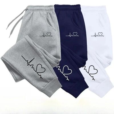 Women's Heart Print Sweatpants Casual High Quality Fitness T