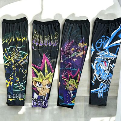 Streetwear Anime Game Graphic Joggers Mens Black Sweatpants
