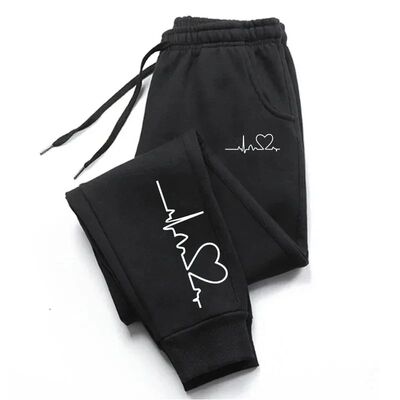Women's Heart Print Sweatpants Casual High Quality Fitness T