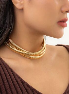 Exaggerated Snake Bone Torques Choker Necklace For Women Men