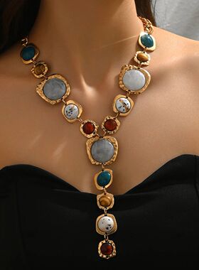 Vintage Exaggerated Y-shaped Long Necklace for Women Stylish