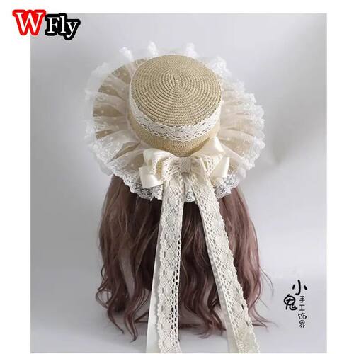 Harajuku Women Girls Straw Hats Beach Sun Hat Sweet Lolita K