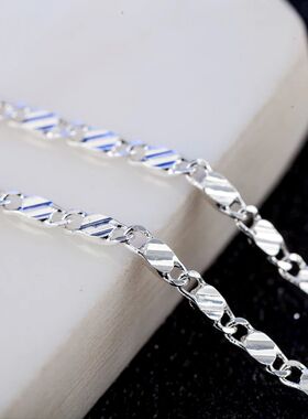 New LuxurySilver Color Special 2MM Flat Clavicle Chains Neck