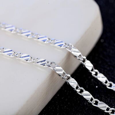 New LuxurySilver Color Special 2MM Flat Clavicle Chains Neck