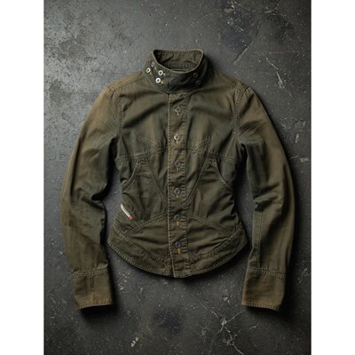 Y2K American Retro Motorcycle Coat Gothic Military Green Jac