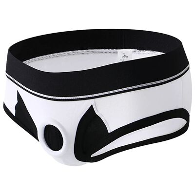 Men's Sexy Silicone Penis Ring Briefs Cotton Open Hollow Lin
