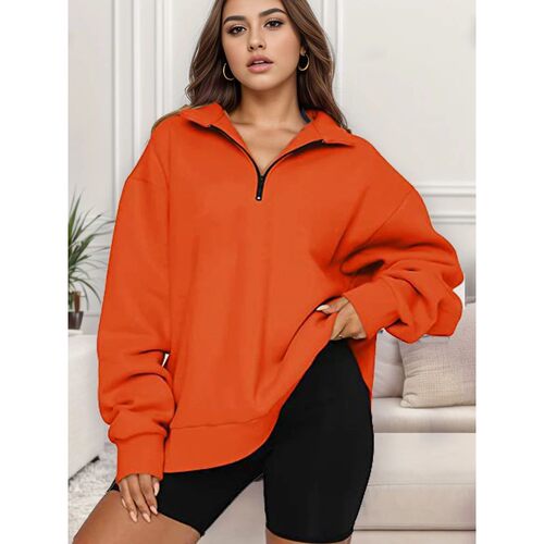 Women's Long Sleeve Sweater Casual Half Zipper Jacket New St