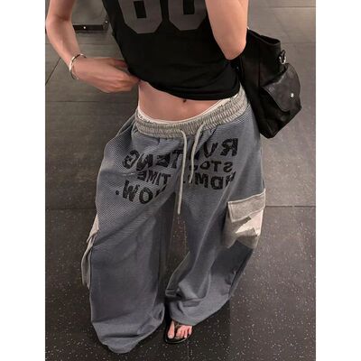 Women Black Letter Print Sweatpants Baggy Pants Harajuku Dan