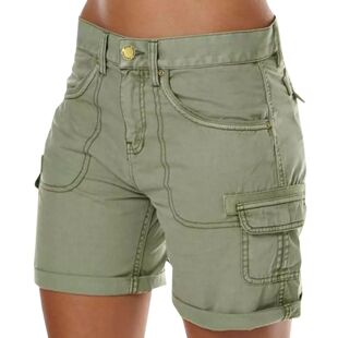 Cargo Basic Solid Loose Shorts Women Cozy Retro Straight