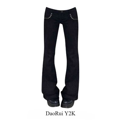 American Vintage Low Rise Jeans Black Flared Denim Pants Wom