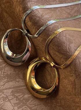 Stainless Steel Exaggerated Punk Big Round O Shaped Pendant