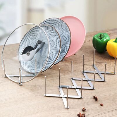 Pot Lid Rack Pan Lid Organizer Retractable Foldable Stainles