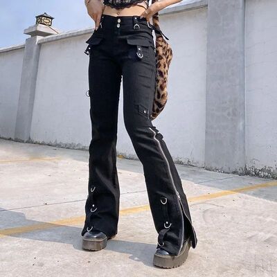 Dark Punk Y2k Grunge Low Waist Emo Jeans Mall Gothic Women B
