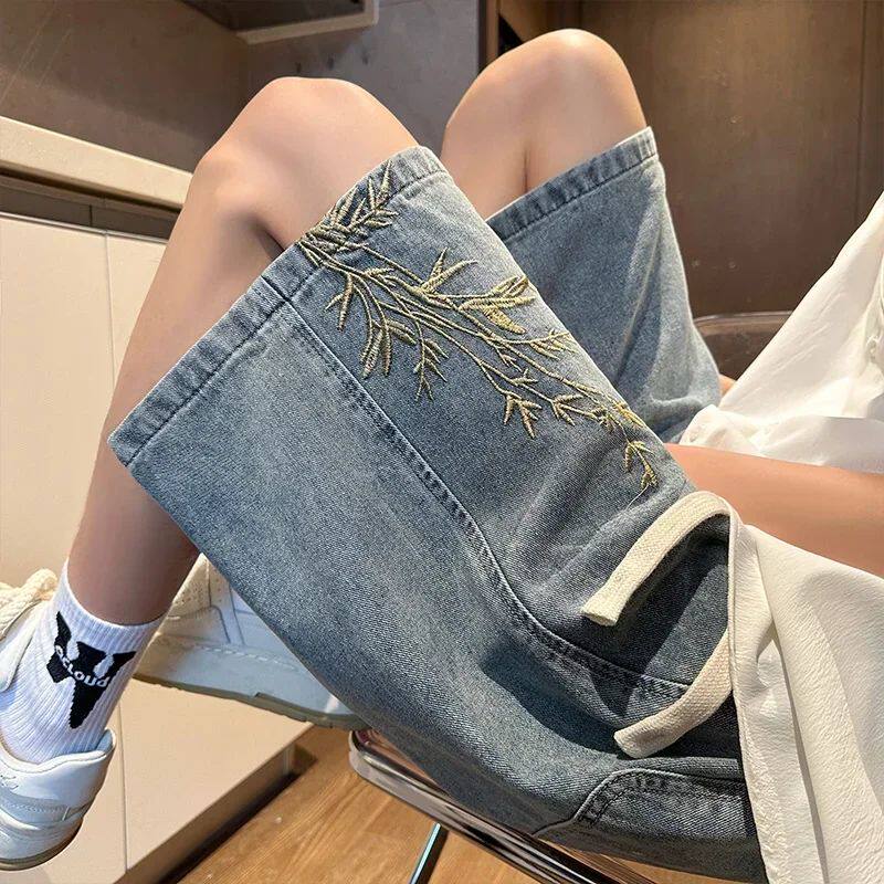 Summer Y2K Baggy Jorts For Men 2026 New Embroidered Short Je - 实物图