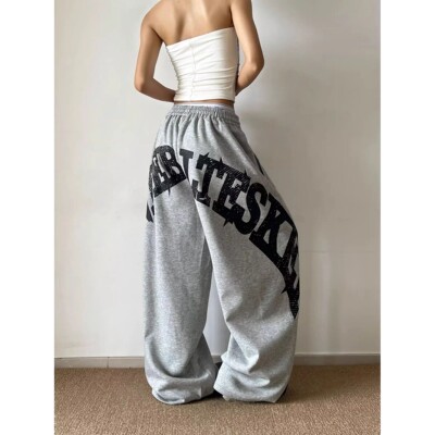 American Retro Letter Sweatpants Y2K Pants Men And Women Hip