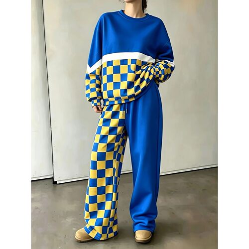 Women's Crewneck Sweatshirt And Drawstring Straight-leg Pant