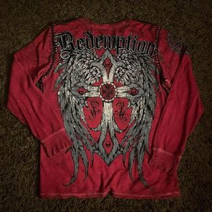 Affliction Long sleeved T shirt Y2K New Hip Hop Round Neck O