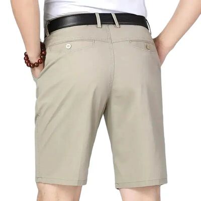 100% Cotton Shorts Men Knee Length Boardshorts Classic Brand