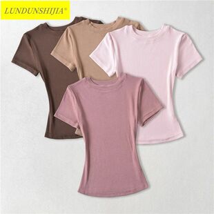 Sexy Women Short 2024 Sleev neck Summer LUNDUNSHIJIA Basic