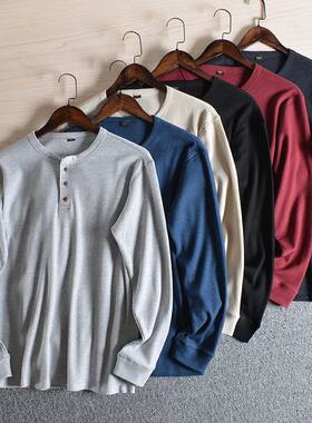 Spring Casual Men's Long Sleeve T-Shirt Cotton Material Henr