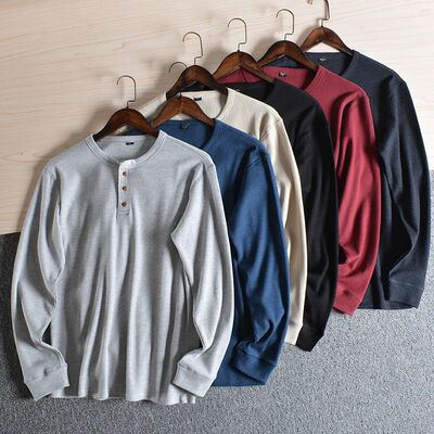 Spring Casual Men's Long Sleeve T-Shirt Cotton Material Henr