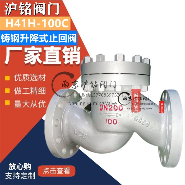 H41H100C铸钢走水油蒸汽硝酸类法兰升降式止回阀高温逆止阀单向阀