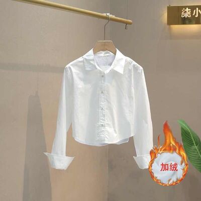 休闲上衣百搭短款长袖衬衫