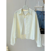 宽松纽扣设计长袖 冠幂纯棉衫 韩版 新款 防晒衬衣百搭上衣 女2025夏装