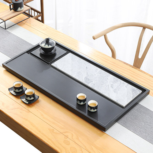 天然乌金石茶盘单盘家用简约岩板客厅整块高档石头茶海茶台盘托盘