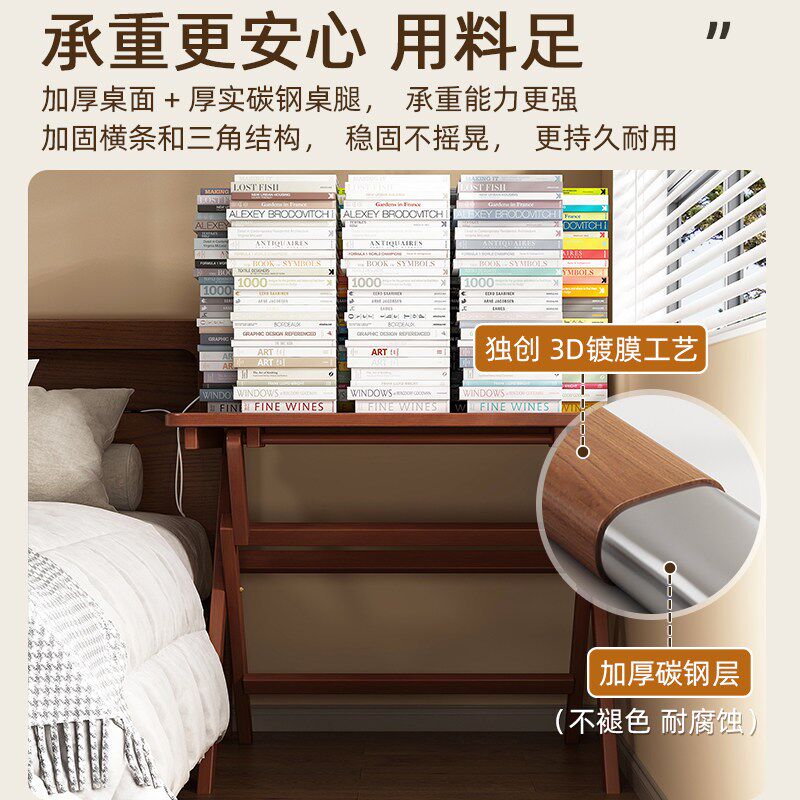 卧室床边桌靠墙桌一体免安装小户型家用折叠书桌儿童学习桌电脑桌
