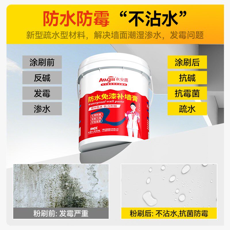 墙面修补膏内墙防水防霉涂料返碱处理墙壁防渗水地下室内防潮材料