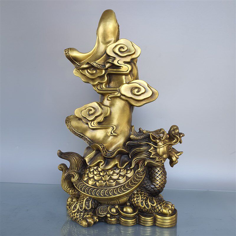 纯铜观音摆件站龙头龟南海观世音菩萨家用客厅龙龟站观音铜工艺品
