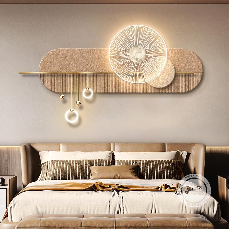 现代轻奢卧室装饰画意式极简主人房间背景墙挂画高级感床头壁灯画