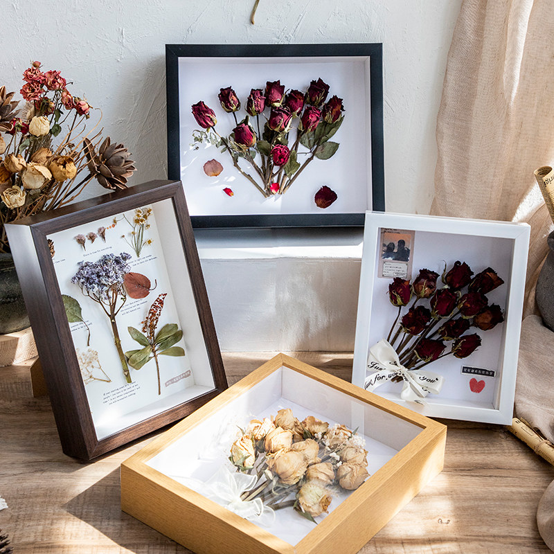 立体中空标本框6寸10diy手工蝴蝶昆虫粘土放干燥花相框摆台画框装