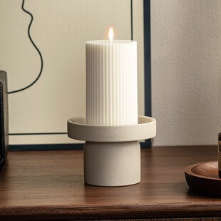 精选简约覆古陶瓷烛台托盘香薰蜡烛台座高级感高脚底座轻奢氛围感