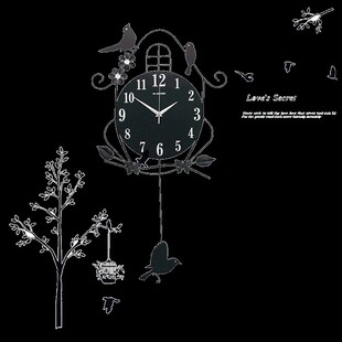 精选钟表挂钟客厅创意小鸟个性现代装饰挂表简约大气摇摆静音夜光