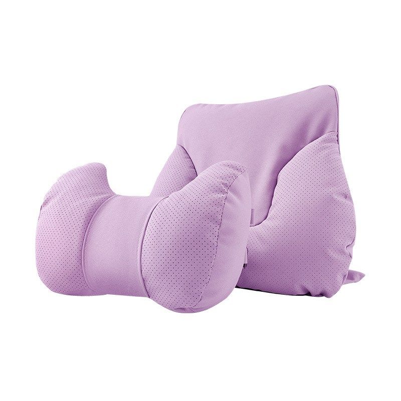 汽车头枕腰靠套装紫色女士高档护颈枕车上靠枕护腰垫座椅腰托颈枕