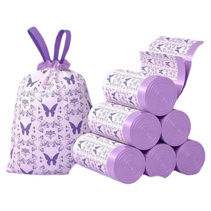 薰衣草免撕抽绳垃圾袋家用加厚手提式厨房驱蚊大号塑料袋特厚超厚