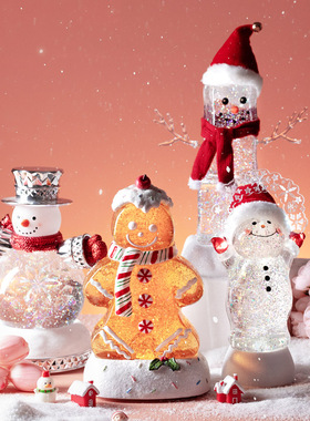 耶诞节姜饼人音乐盒飘雪水晶球儿童生日礼物女孩女童礼品桌面摆件